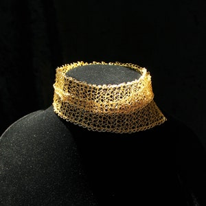 Wire crochet collar necklace, asymmetric wire mesh choker, modern bridal jewelry