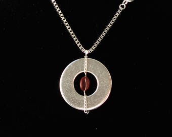 Industrial Coffee Bean Necklace: Stainless Steel Washer Pendant