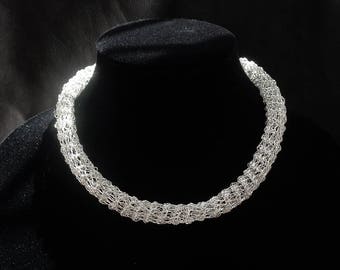 Wire Crochet Tube Necklace, Copper Mesh Jewelry