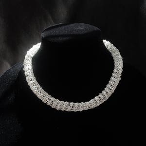Wire crochet necklace, wire mesh tube necklace, crochet jewelry