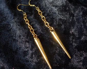 Gold spike earrings, affordable modern minimalist earrings