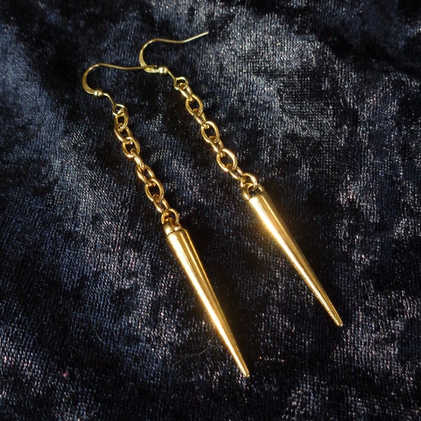 Gold spike earrings, affordable modern minimalist earrings