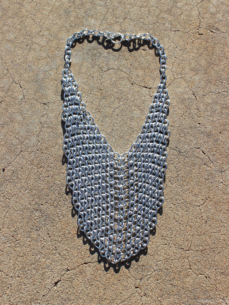 Chainmail bib necklace, aluminum chunky statement chainmaille necklace image 7