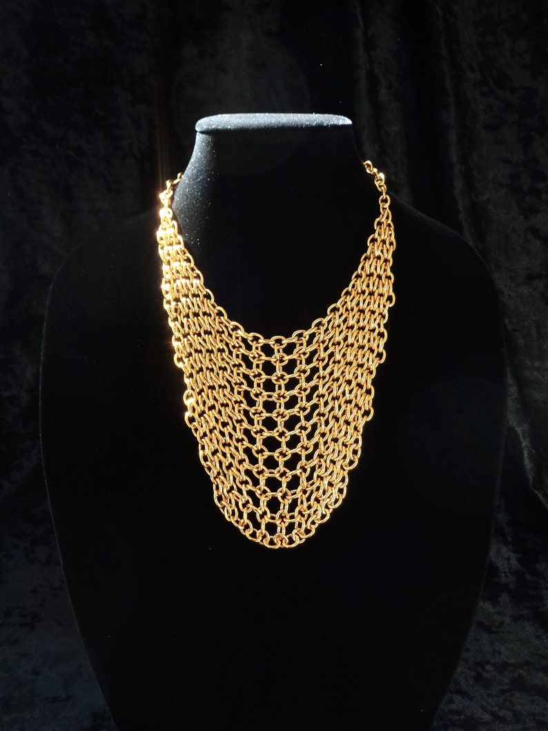 Chainmail bib necklace, aluminum chunky statement chainmaille necklace image 2