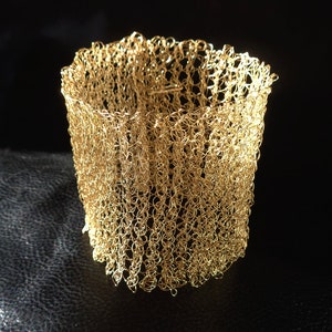 Wire crochet bracelet, silver plated wire mesh statement cuff,  bridal jewelry