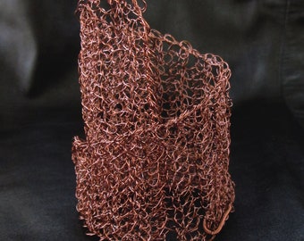 Wire crochet bracelet, statement wrap cuff, modern asymmetric cuff, wire mesh bracelet, bridal