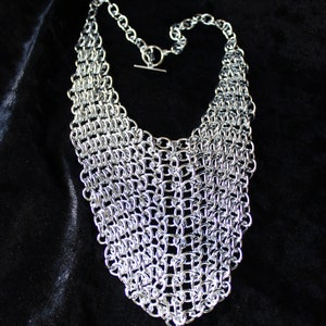 Chainmail bib necklace, aluminum chunky statement chainmaille necklace image 4
