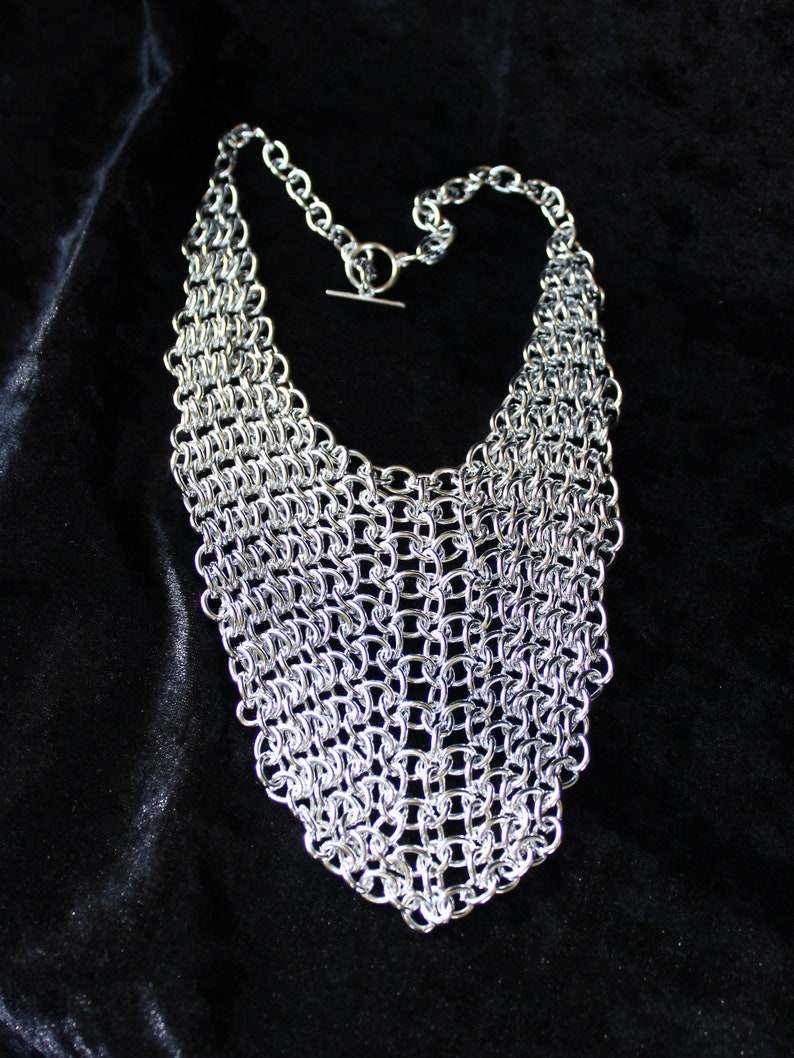 Chainmail bib necklace, aluminum chunky statement chainmaille necklace image 4