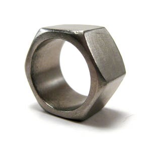 Hex nut ring, modern industrial geometric stainless steel ring, sizes 6 10.5 image 4