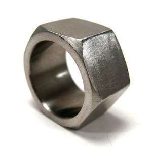 Hex nut ring, modern industrial geometric stainless steel ring, sizes 6 10.5 image 7