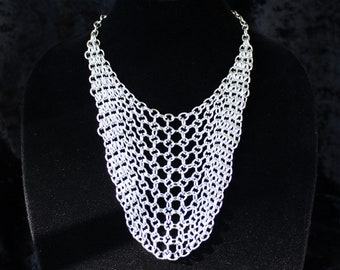 Chainmail bib necklace, aluminum chunky statement chainmaille necklace