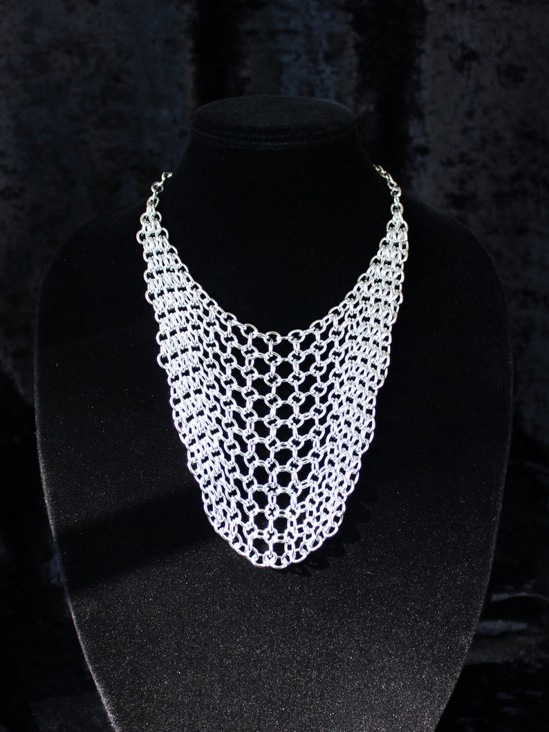 Chainmail bib necklace, aluminum chunky statement chainmaille necklace image 1