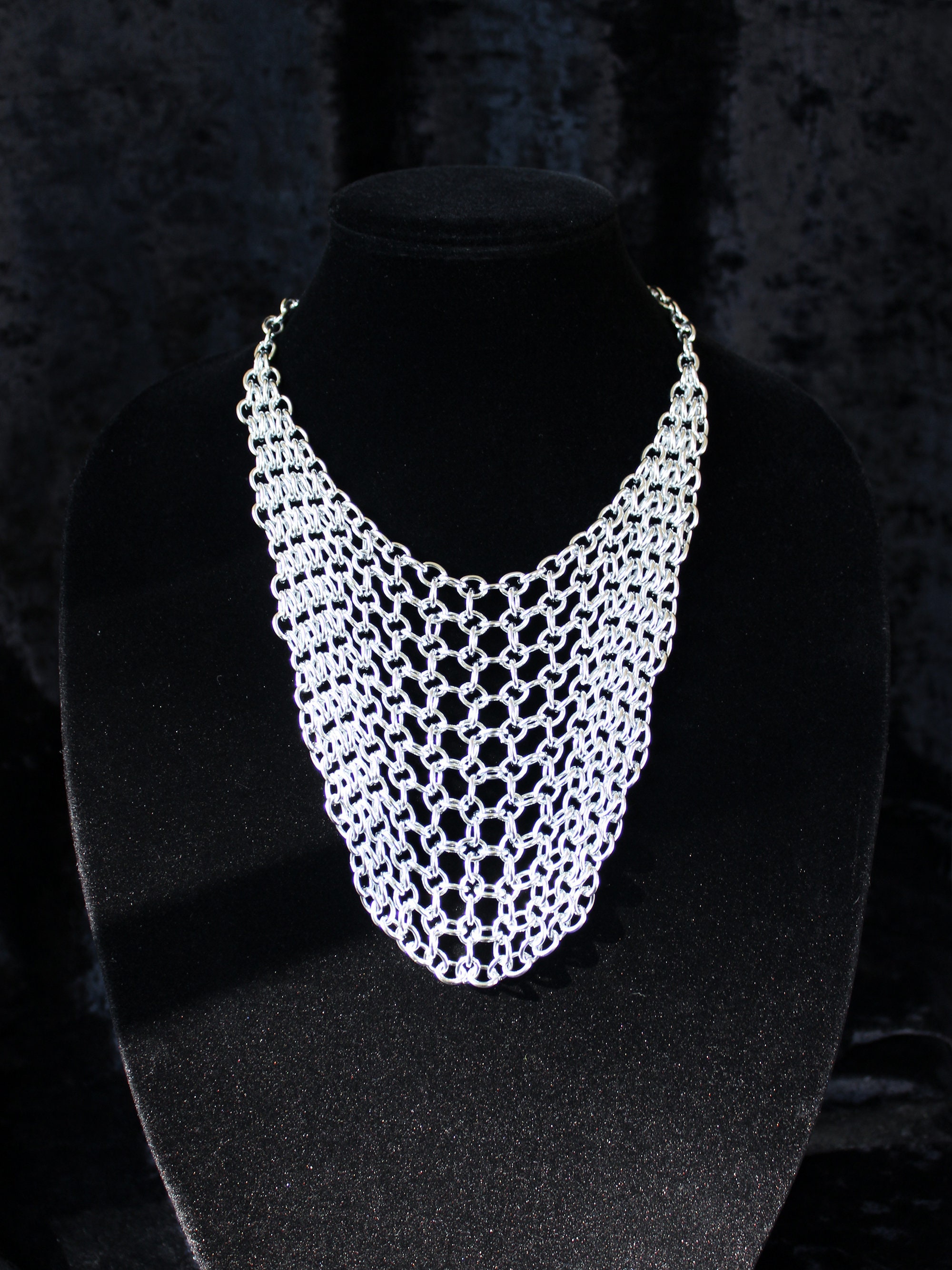 Chainmail bib necklace aluminum chunky statement chainmaille Etsy