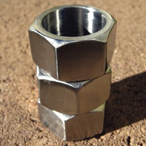 Hex nut ring, modern industrial geometric stainless steel ring, sizes 6 10.5 image 2