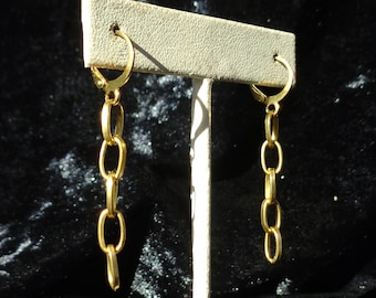 Minimalist chain earrings, modern small lightweight rocker dangle earrings