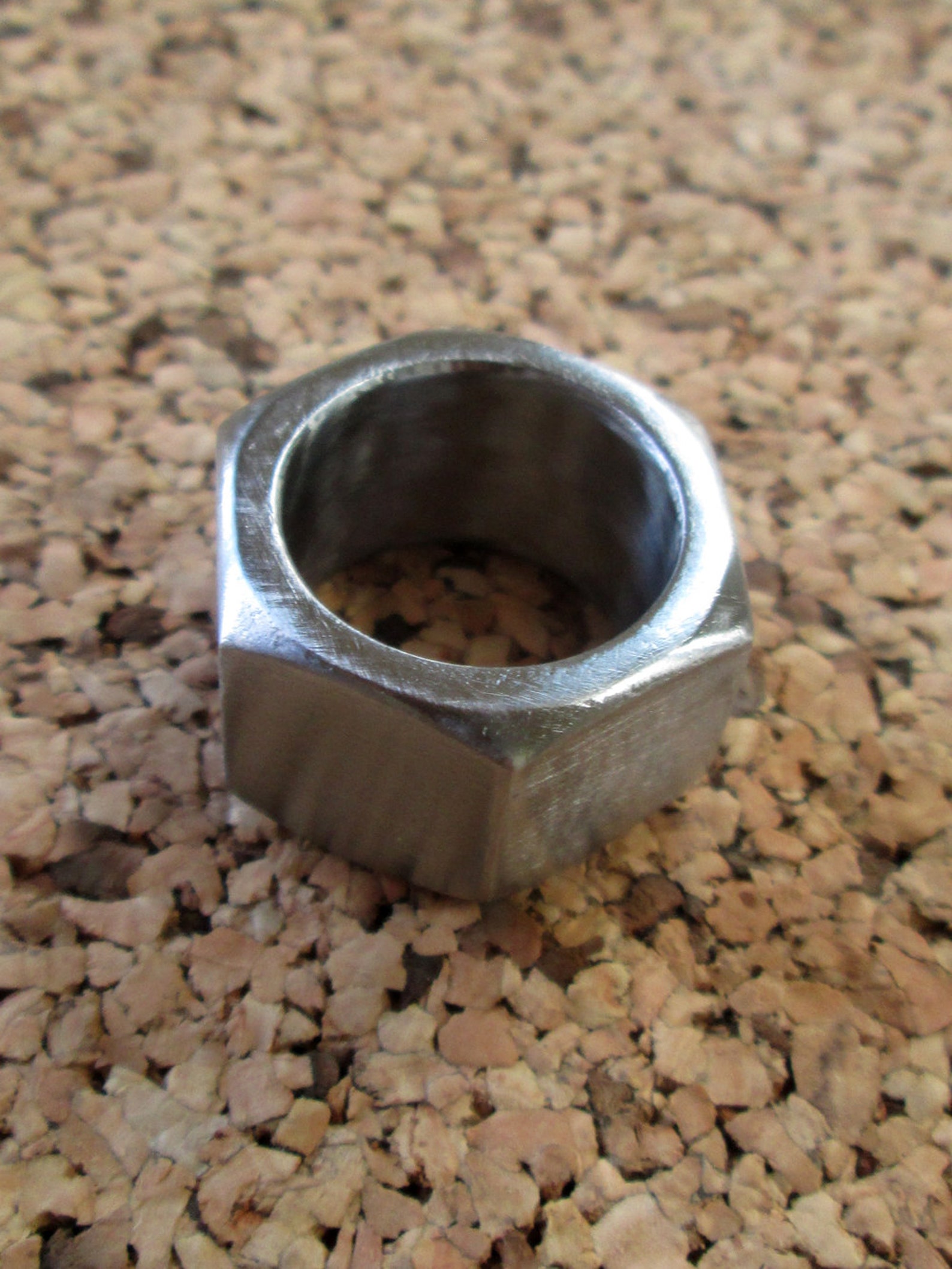 Hex Nut Ring Stainless Steel Band Industrial Geometric Etsy