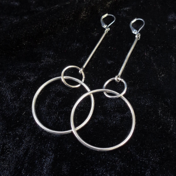 Minimalist Statement Ohrringe, geometrische Silber Ton Dusters