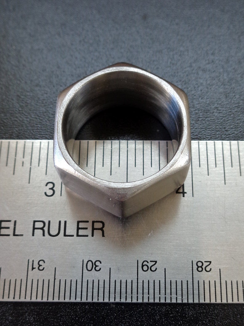 Hex nut ring size 9.5 stainless steel band chunky industrial Etsy