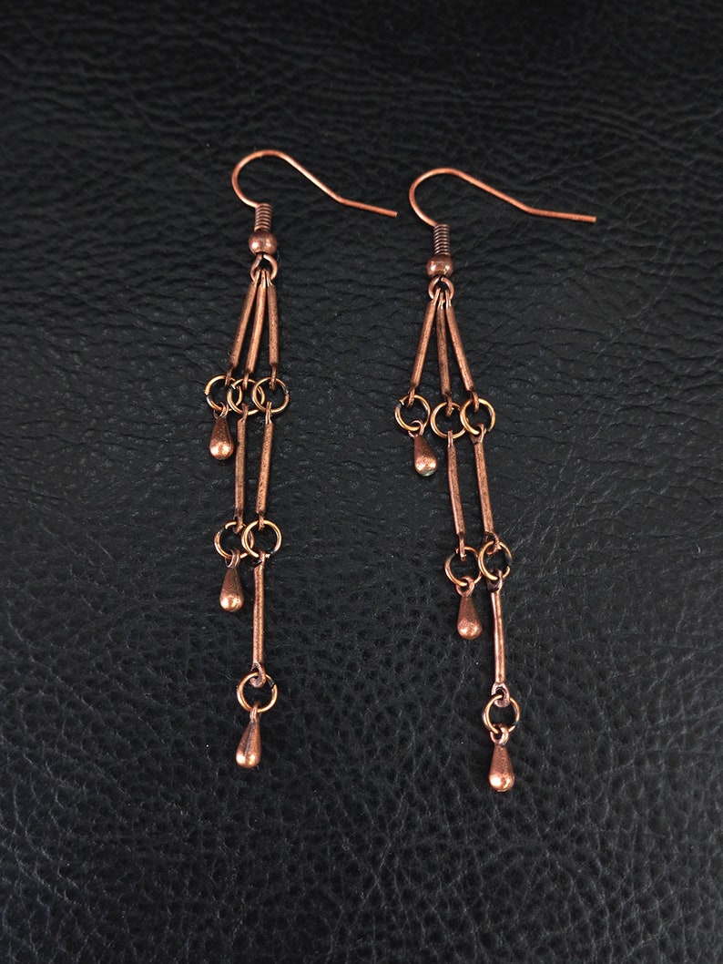 Copper dangle earrings lightweight boho chic antique copper Etsy
