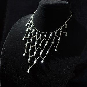Rhinestone bib necklace, modern geometric statement necklace