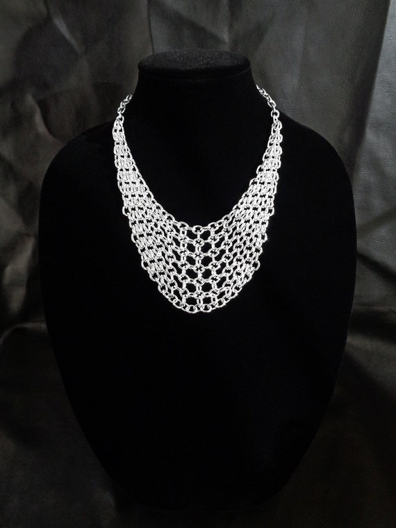 Chainmail bib necklace aluminum chainmaille necklace chunky | Etsy