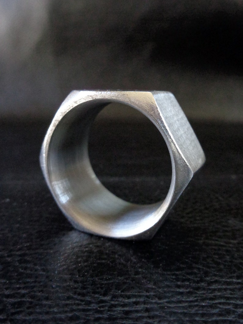 Hex nut ring stainless steel unisex geometric industrial Etsy