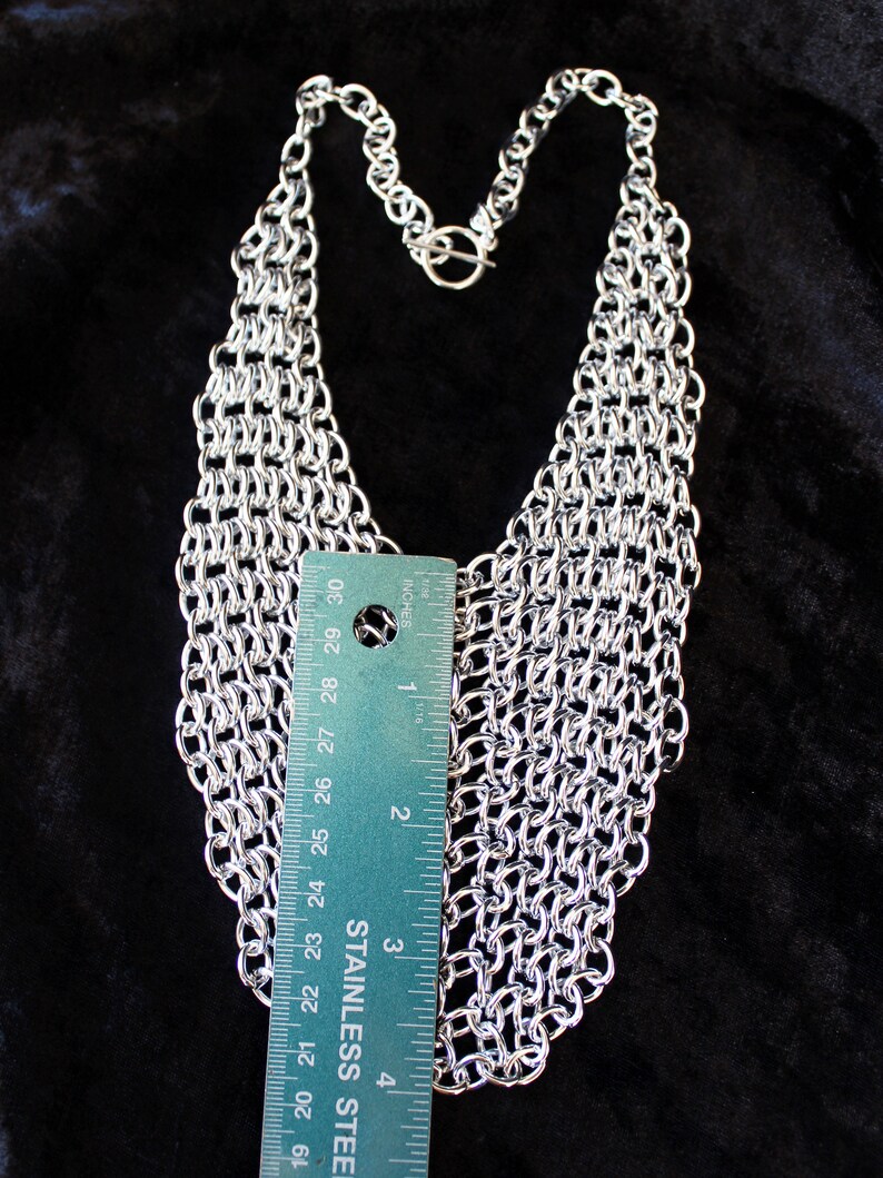 Chainmail bib necklace, aluminum chunky statement chainmaille necklace image 5