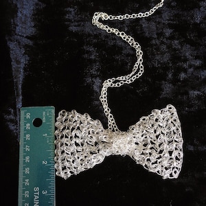 Bow tie necklace gold wire crochet unisex bow tie wire mesh image 6