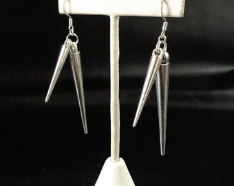 Double Spike silver Earrings: Rocker Chic style