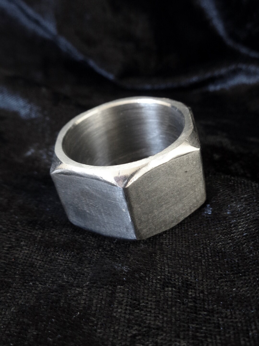 Hex Nut Ring Stainless Steel Unisex Geometric Industrial Etsy