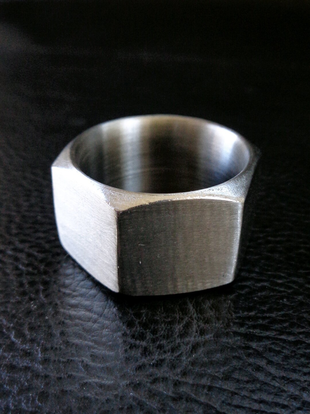 Hex Nut Ring, Stainless Steel Unisex Geometric Industrial Modern Chunky