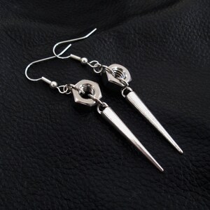 Nut spike earrings, silver tone industrial edgy hardware hex nut spike drop earrings image 3