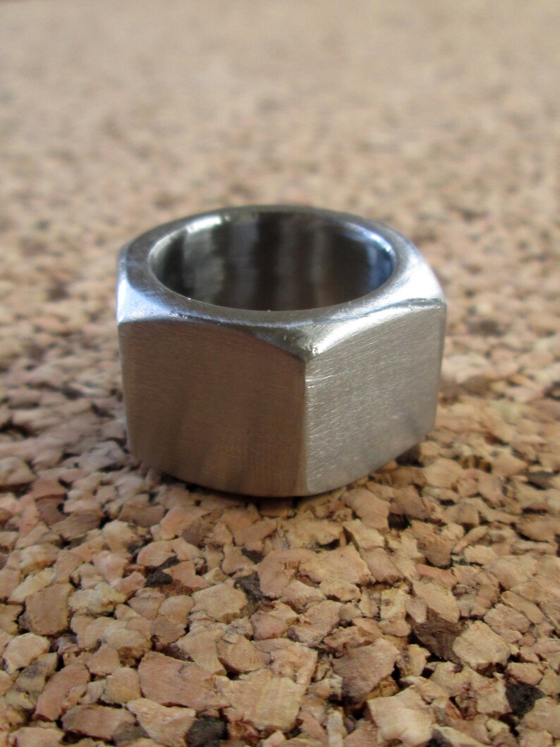 Hex Nut Ring Stainless Steel Band Industrial Geometric Etsy