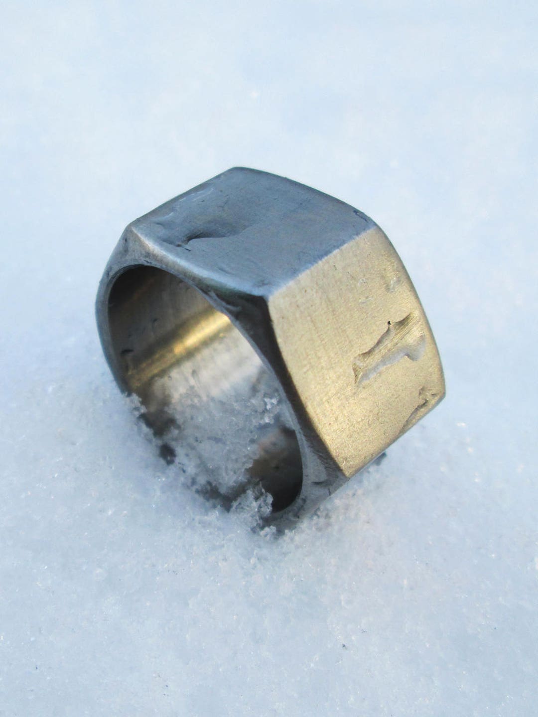 Hex Nut Ring, Stainless Steel Unisex Geometric Industrial Hardware Band