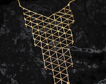 Collar babero llamativo, moderno collar geométrico minimalista en tono oro rosa