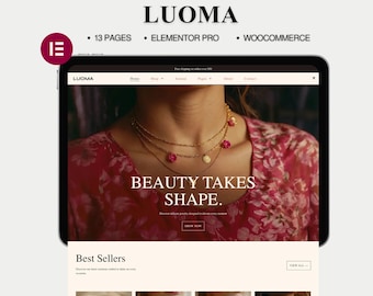 Modelo de site de joias para Elementor | Modelo WordPress WooCommerce | Design de loja online feminina