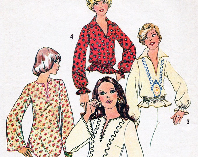 1970s Boho Peasant Blouse Pattern Simplicity 6777 Vintage Sewing