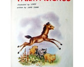 HALF PRICE Farm Friends 1950s Vintage Children's Book by Jane Shaw Mid Century Animals Illustration