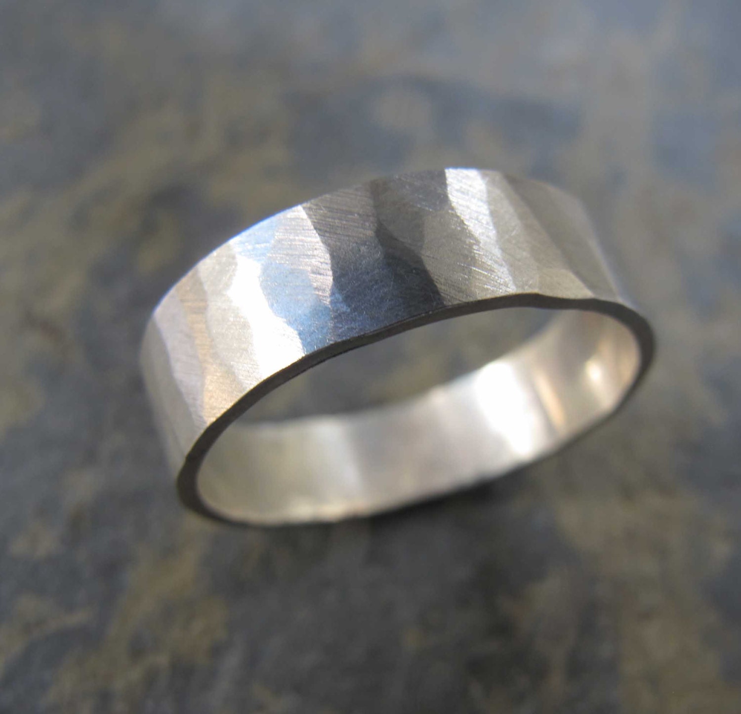 Men's wide hammered ring Men's hammered wedding band Etsy