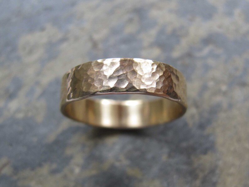 Men's Hammered Gold Band Ring Men's Hammered Etsy