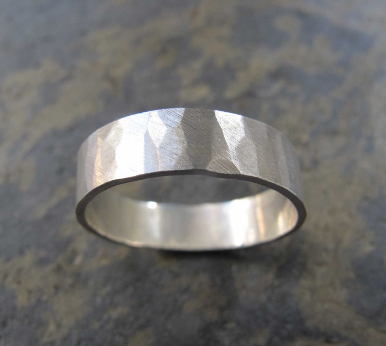 Men's wide hammered ring Men's hammered wedding band Etsy