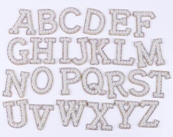 SELF ADHESIVE Pearl and Rhinestone Letter Patches Glittering Sticker Backed-Glue Letter Decals for DIY Crafting Decoration