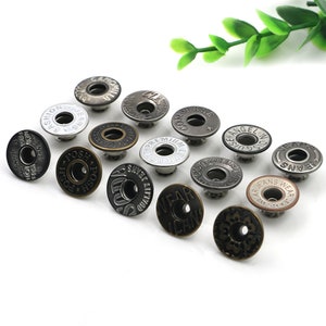 Round Metal Jeans Buttons / Snap Buttons with Rivets and Tool Set and Plastic Storage Box - 17mm - 20 PCS (MBT17)