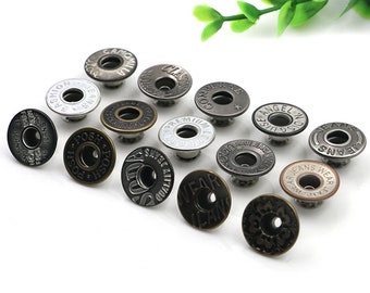 Ronde Metalen jeansknoppen / snap-knoppen met klinknagels en gereedschapsset en plastic opbergdoos - 17mm - 20 PCS (MBT17)