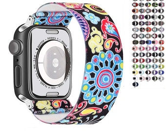 Stijlvolle collectie elastische nylon geweven horlogebandjes met enkele lus, compatibel met Apple Watch #1-#40(wb3)