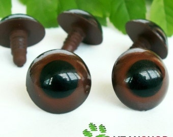 Brown Safety Eyes / Plastic Doll Eyes / Amigurumi Eyes - 21mm / 22mm / 26mm / 28mm / 30mm