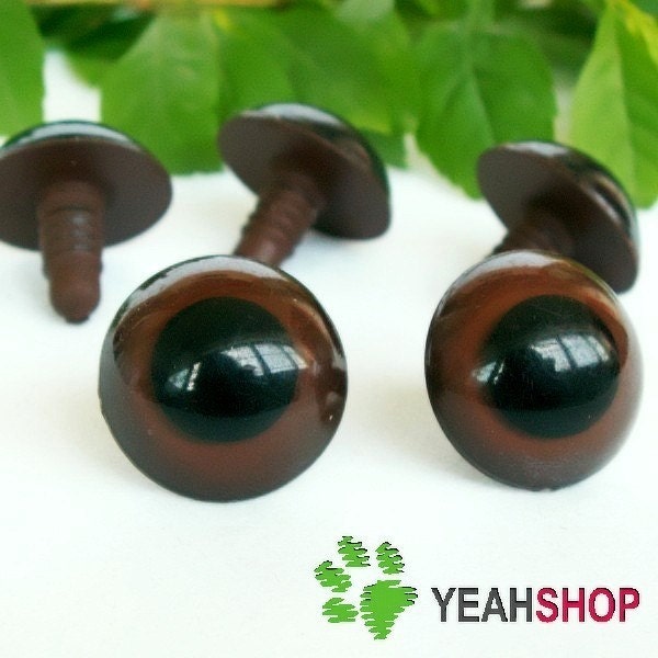 Brown Safety Eyes / Plastic Doll Eyes / Amigurumi Eyes - 21mm / 22mm / 26mm / 28mm / 30mm