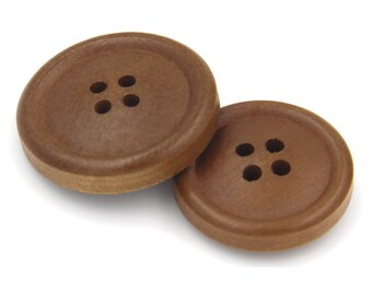 1 Pack of Exquisite Wooden Buttons Thin-edged Convex Brown Suit Sweater Jacket 4-holes Buttons (WBT4)