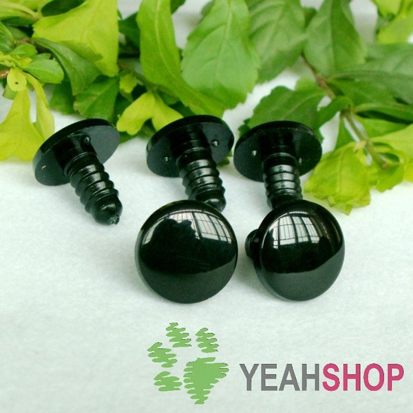 Black Round FLAT Safety Eyes Plastic Doll Eyes (BFE) - 10 Pairs - 22mm 25mm 28mm 30mm