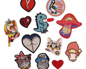 20 pcs of Wholesale Iron on Fabric Patch for Clothing / Bulk Embroidered Sew on Applique Cute Patch Fabric Accessories - Owl Cat (WFB-17)